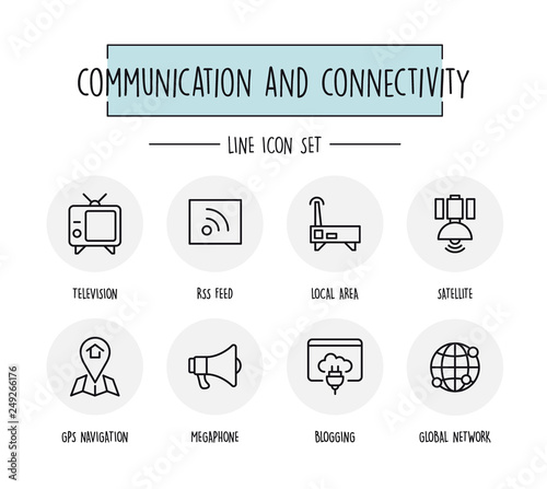 Wallpaper Mural COMMUNICATION AND CONNECTIVITY LINE ICON SET Torontodigital.ca
