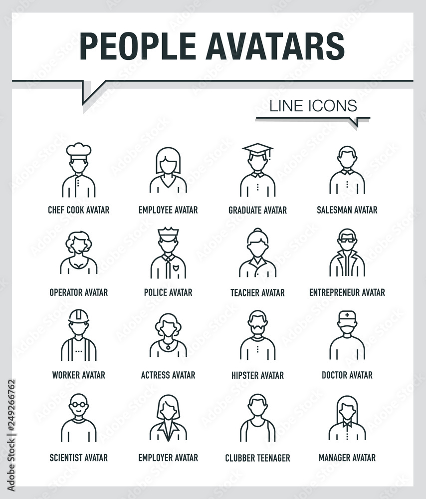 PEOPLE AVATARS LINE ICONS PEOPLE AVATARS LINE ICONS