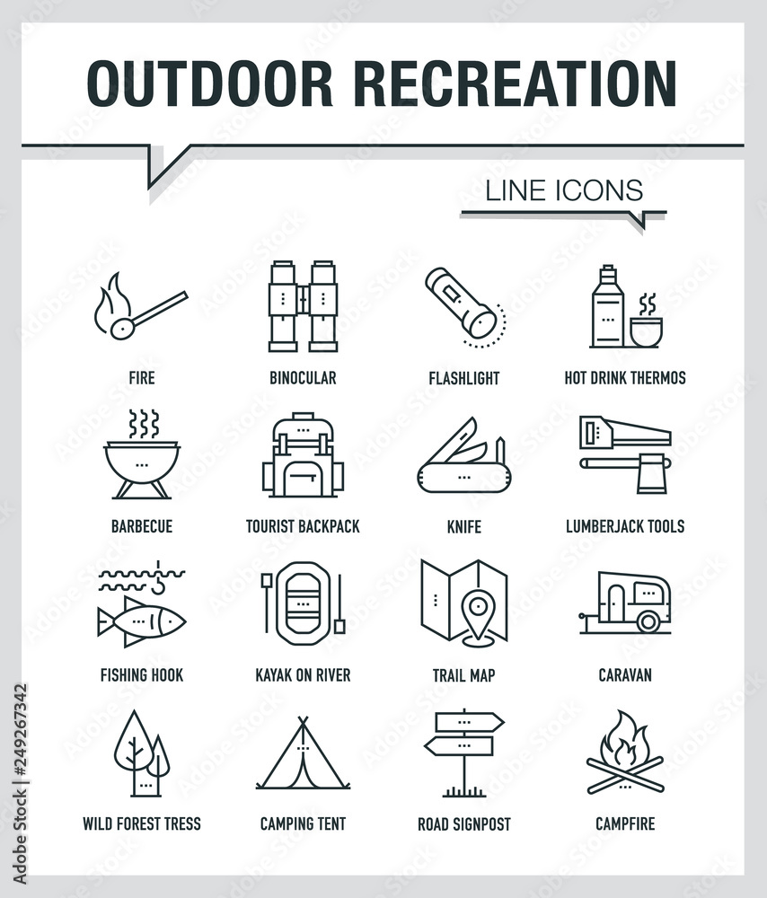 OUTDOOR RECREATION LINE ICONS