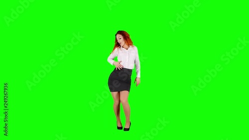 Wild Hot Ginger Girl Tease and Dance on Green Screen