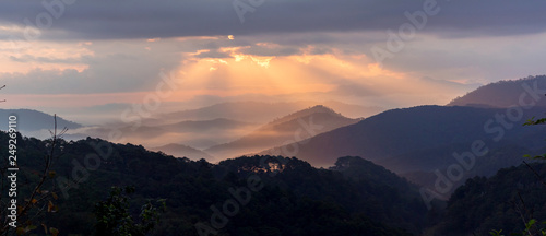Sun ray's in the evening or morning at famous mountain in Thailand