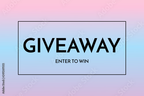 Giveaway banner template. Time for Giveaway phrase on blue and pink background.