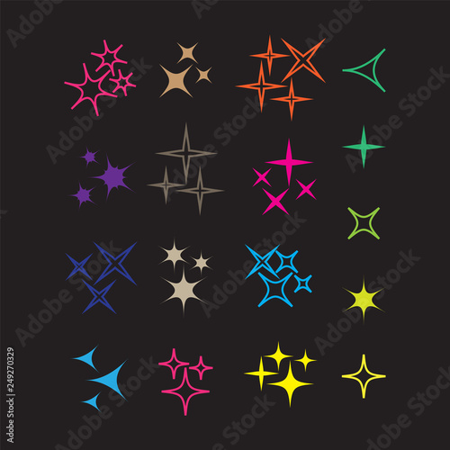 Sparkles, glowing light effect stars and bursts. Bright firework, decoration twinkle, shiny flash