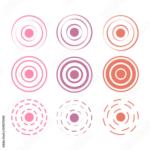 Pain red rings to mark. icon pain. Aim health icon pain