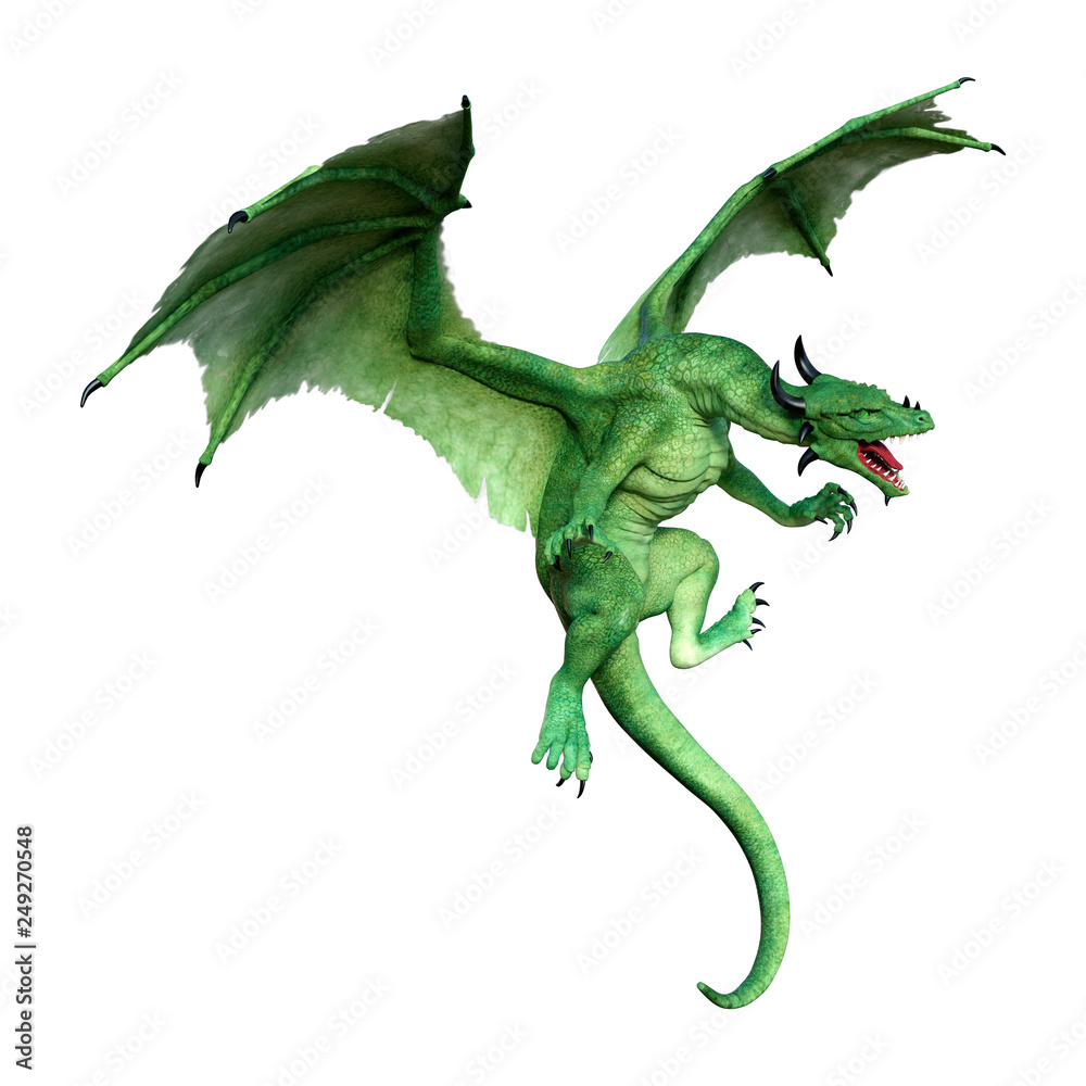 Fototapeta premium 3D Rendering Fairy Tale Dragon on White