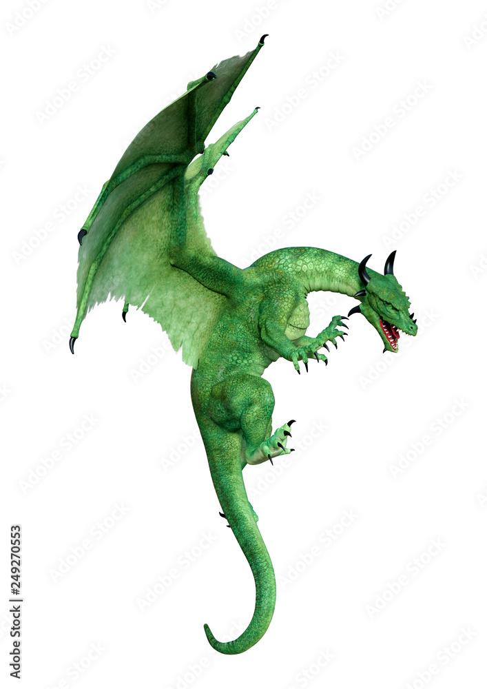 Fototapeta premium 3D Rendering Fairy Tale Dragon on White