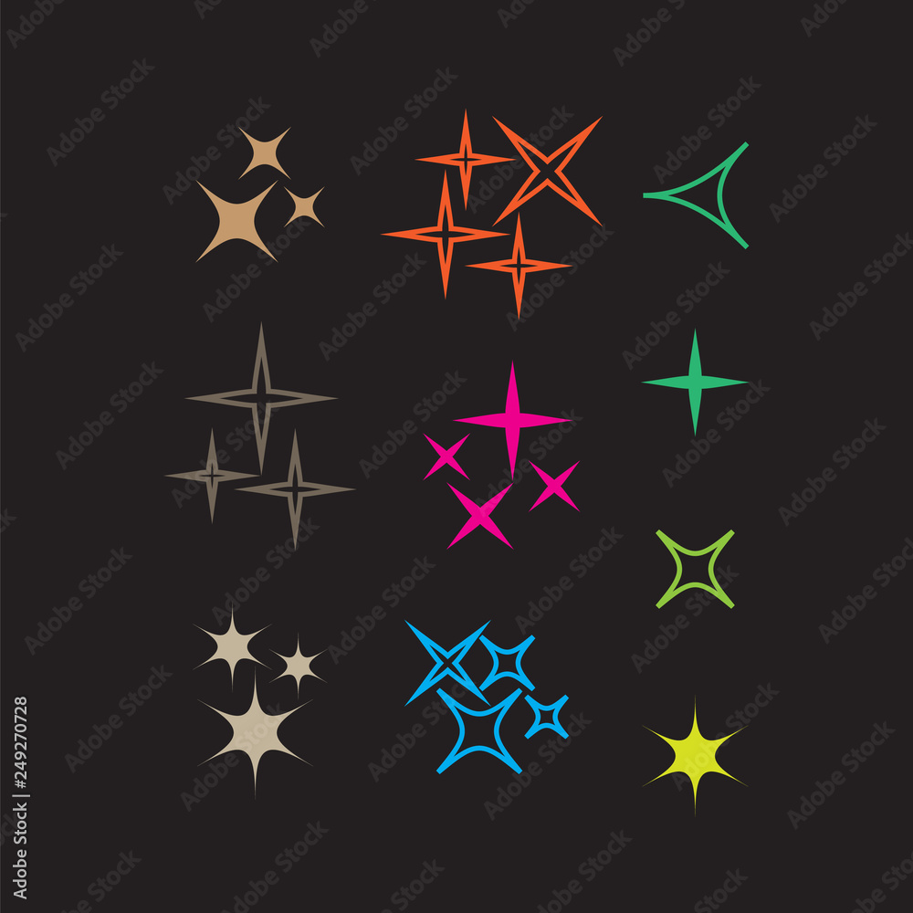 Icon star. Sparkles collection. Sparks vector icons set Icon star. Sparkles collection. Sparks vector icons set