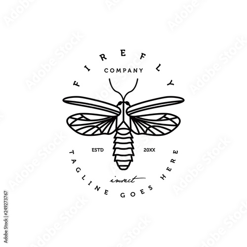 geometric monoline firefly logo icon vector