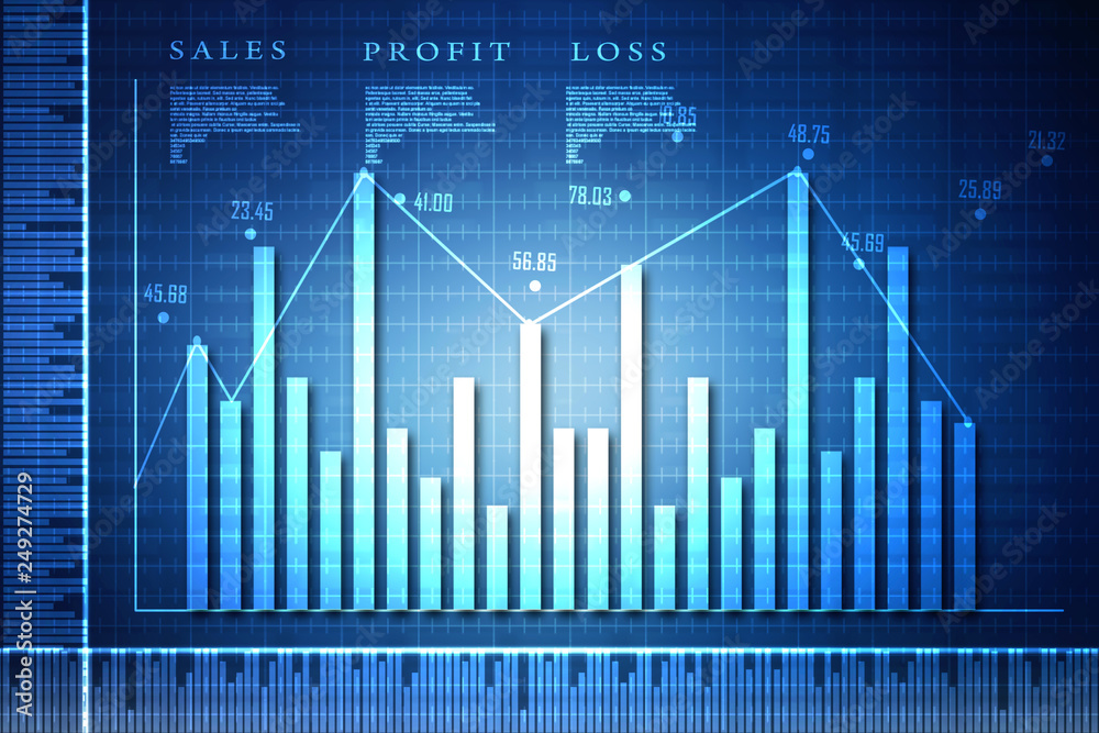 2d rendering Stock market online business concept. business Graph 