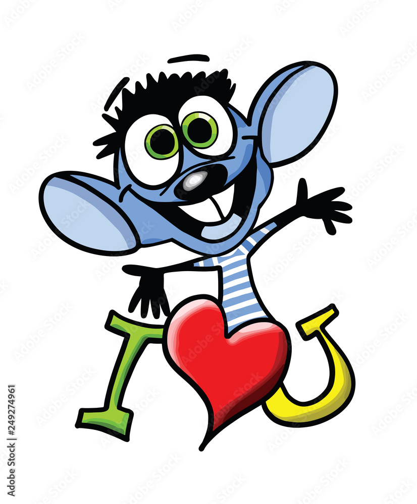 Cartoon mouse showing his love with arms wide open