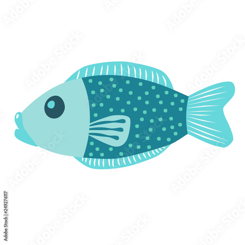 Blue fish vector icon illustration