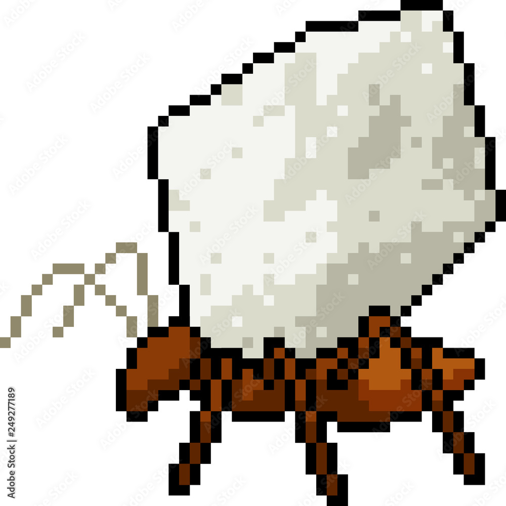 vector pixel art ant carry sugar
