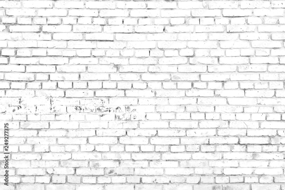 Fototapeta premium Texture background concept: white brick wall background in rural room