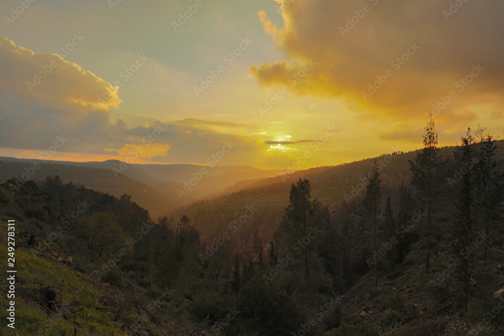 Obraz premium Golden Hour in the Judea Mountains, near Jerusalem