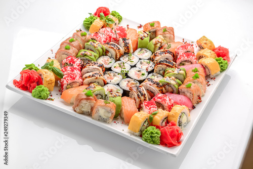 Different Sushi and rolls border