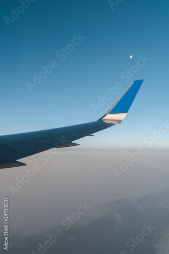 Full Moon during a flight over the Atlantic Ocean