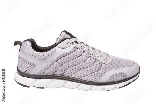 one gray sneaker, lightweight fabric, on a white background