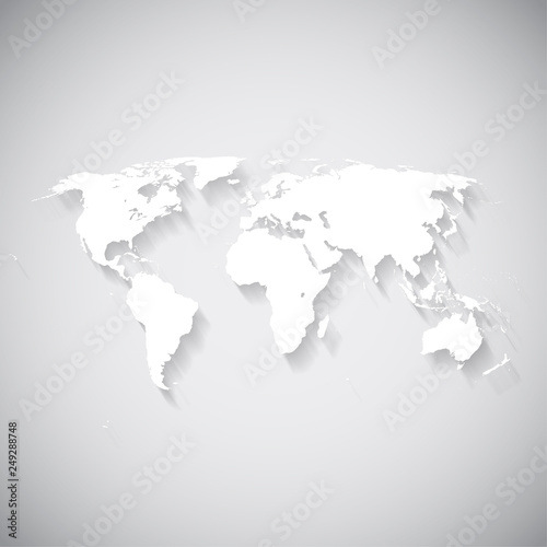 White world map, vector illustration