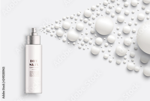 Realistic and elegant cosmetics product for advertising with pearls, vector illustration