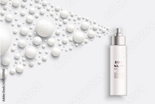 Realistic and elegant cosmetics product for advertising with pearls, vector illustration