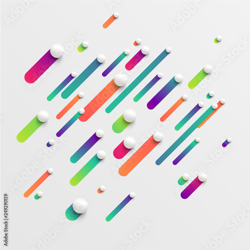 Colorful abstract background with balls and lines for advertising, vector illustration
