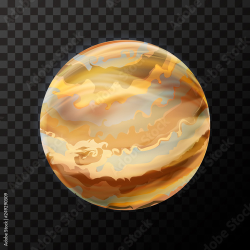 Realistic Jupiter with texture, colorful planet on transparent background