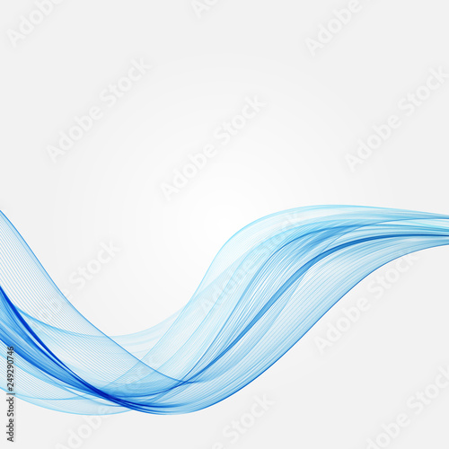 Abstract smooth color wave vector. Curve flow blue motion illustration. Smoke design. Vector lines. © lesikvit