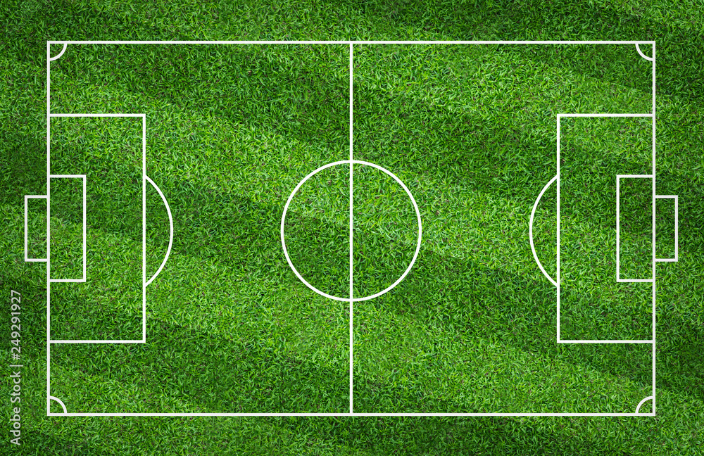 Football field or soccer field for background. Green lawn court for create game.