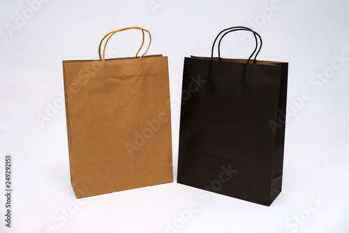Concept on white background paper bag from shop for shopping.