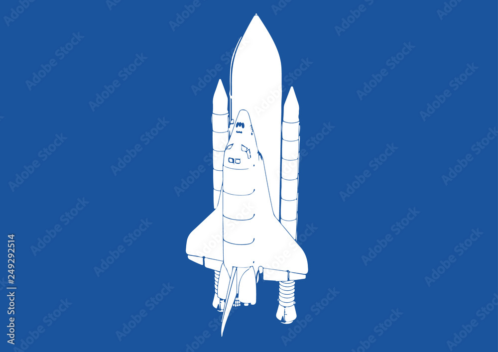 Obraz premium spacecraft silhouette on blue background vector