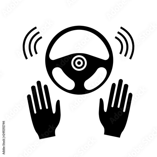 Autonomous car with full automation glyph icon