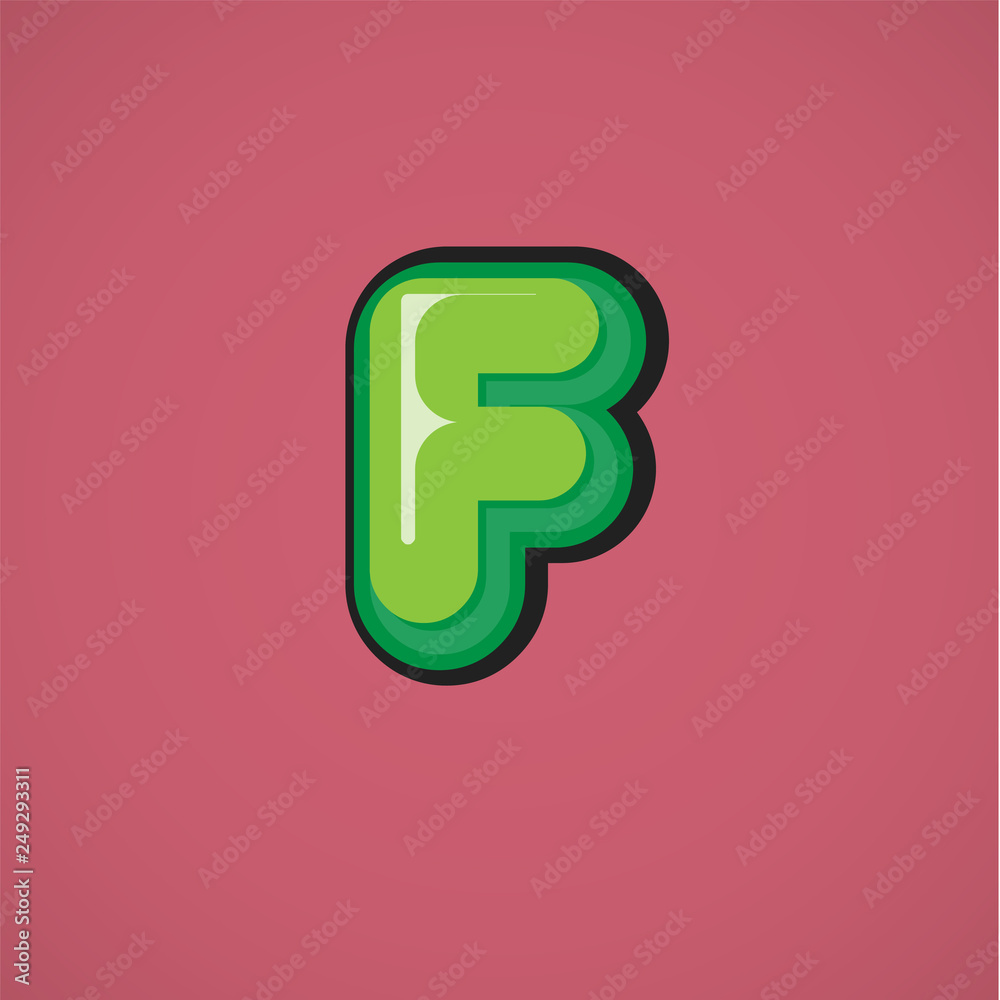 Green comic character from a fontset, vector illustration Green comic character from a fontset, vector illustration