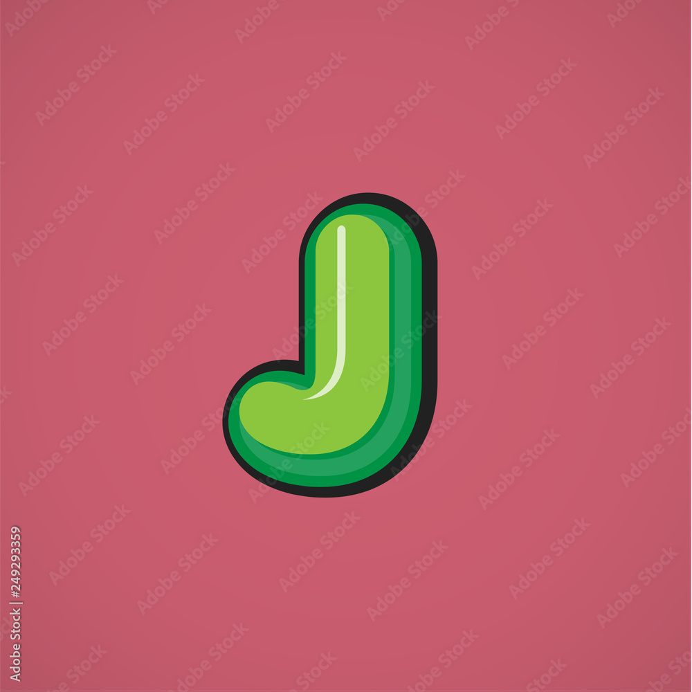 Green comic character from a fontset, vector illustration Green comic character from a fontset, vector illustration