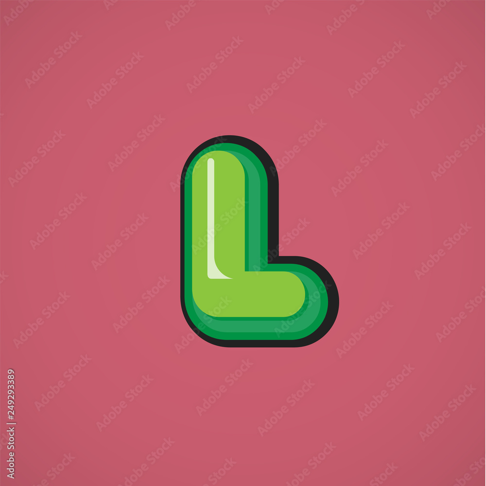 Green comic character from a fontset, vector illustration Green comic character from a fontset, vector illustration