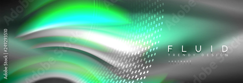 Fluid colors mixing glowing neon wave background, holographic texture