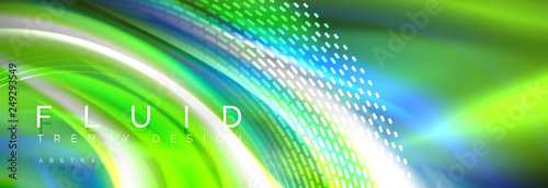 Fluid colors mixing glowing neon wave background, holographic texture