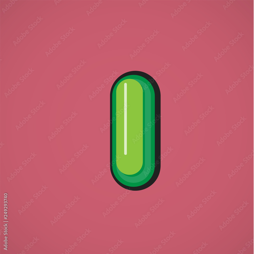 Green comic character from a fontset, vector illustration Green comic character from a fontset, vector illustration