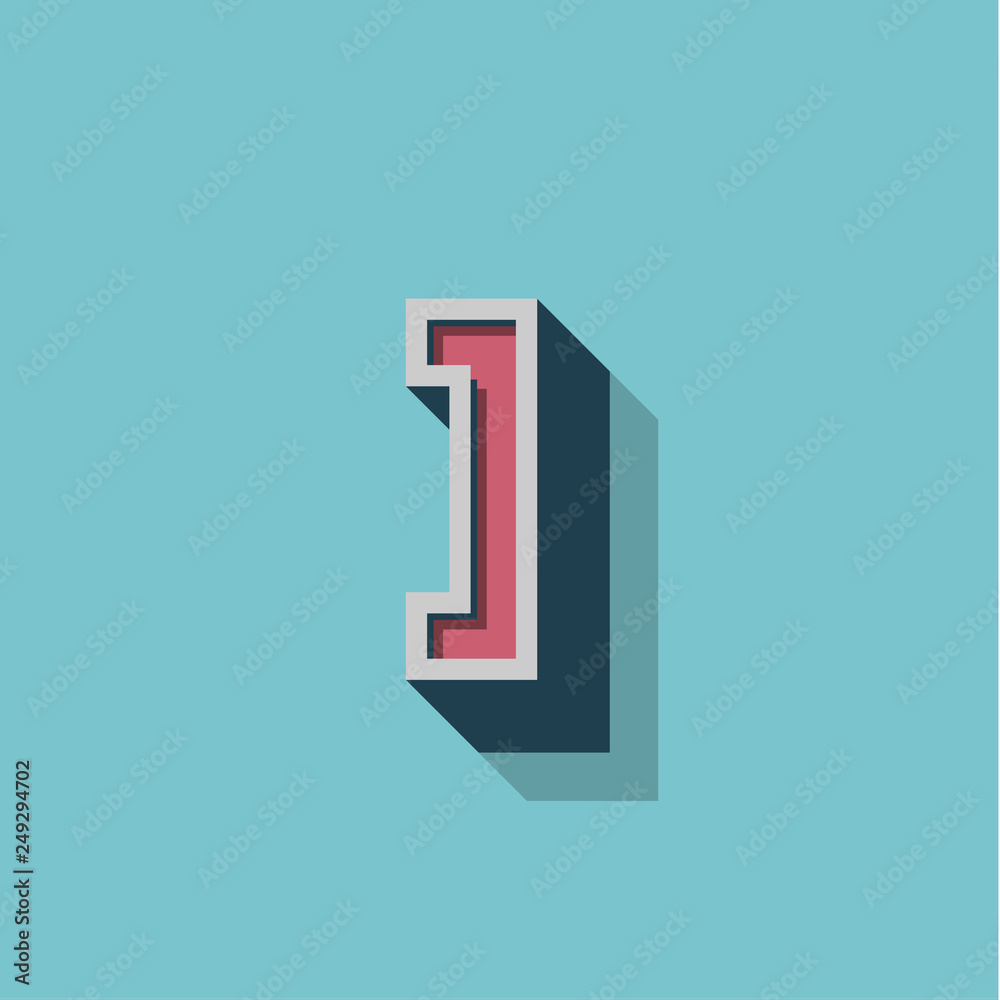 Retro 3D character from a fontset, vector illustration Retro 3D character from a fontset, vector illustration