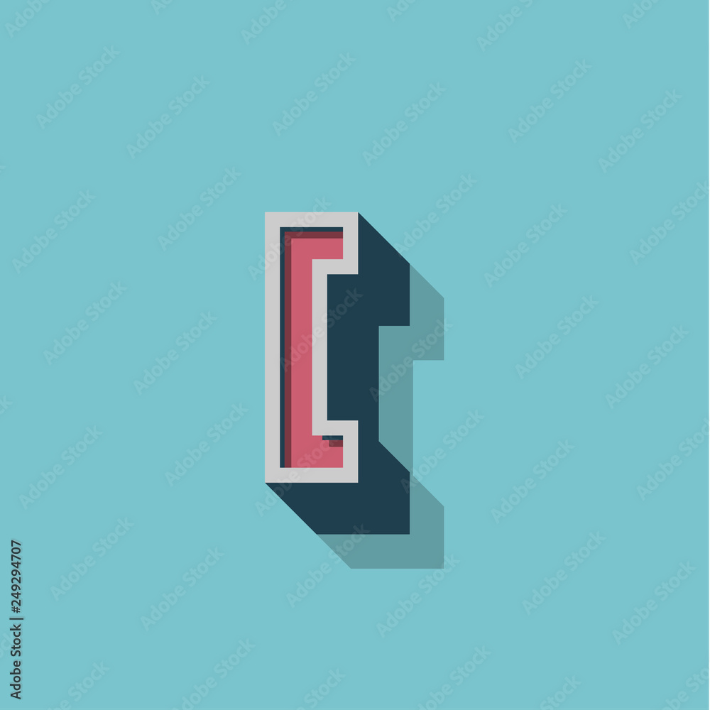 Retro 3D character from a fontset, vector illustration Retro 3D character from a fontset, vector illustration