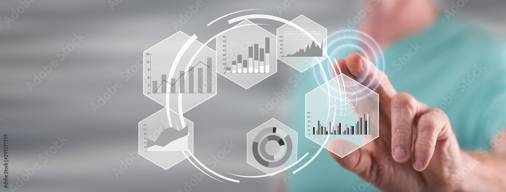 Man touching a data analysis concept Man touching a data analysis concept