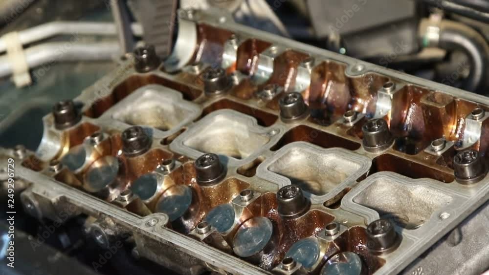 The disassembled car engine The disassembled car engine