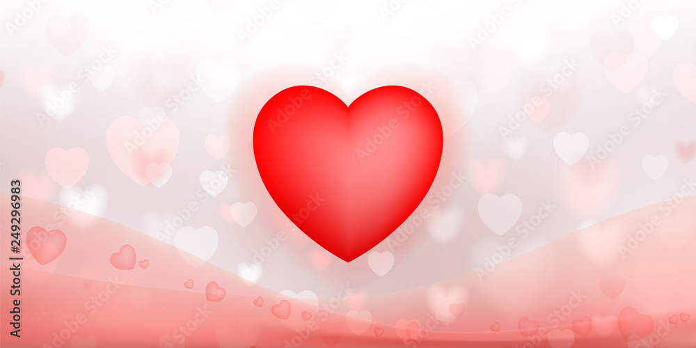 Abstract red heart background for Valentine's day and wedding card with sweet and romantic moment. Vector illustration.