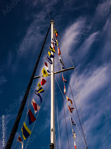 flags on blue sky