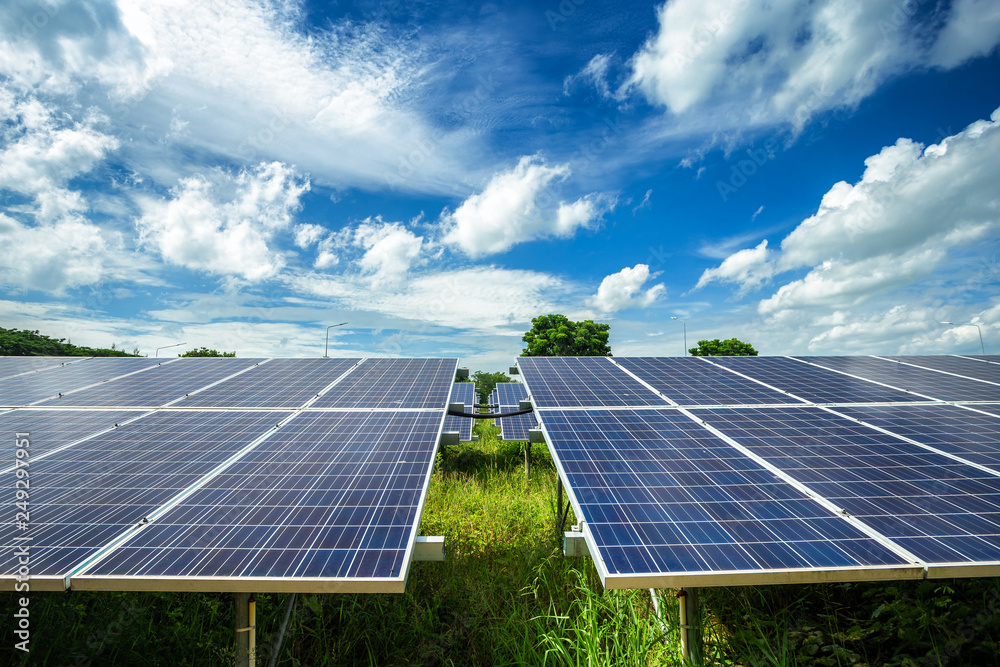 Solar panel on blue sky background, Alternative energy concept,Clean energy,Green energy. Solar panel on blue sky background, Alternative energy concept,Clean energy,Green energy.