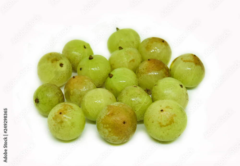 Indian gooseberry on white background / Fruit of herbs and medicinal Indian gooseberry on white background / Fruit of herbs and medicinal