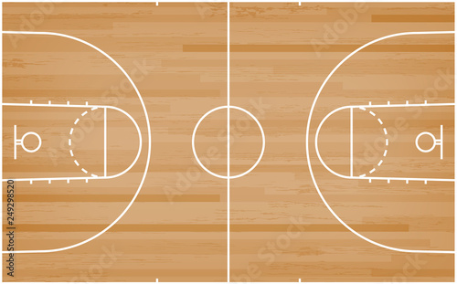 Basketball court floor with line on wood pattern texture background. Basketball field. Vector. © Lifestyle Graphic