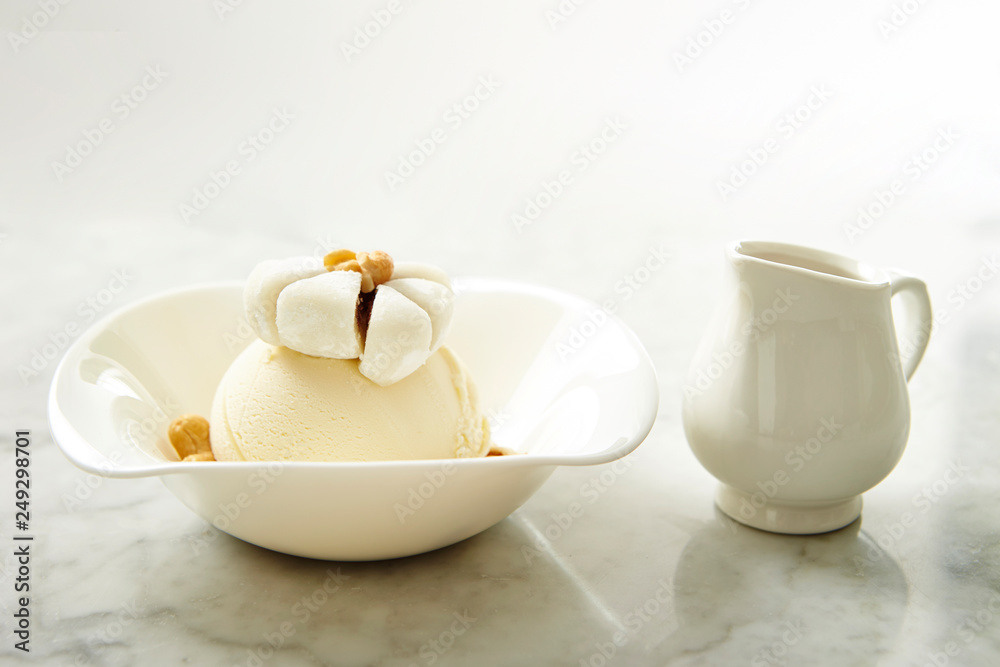 Ice cream with mochi and nuts Ice cream with mochi and nuts
