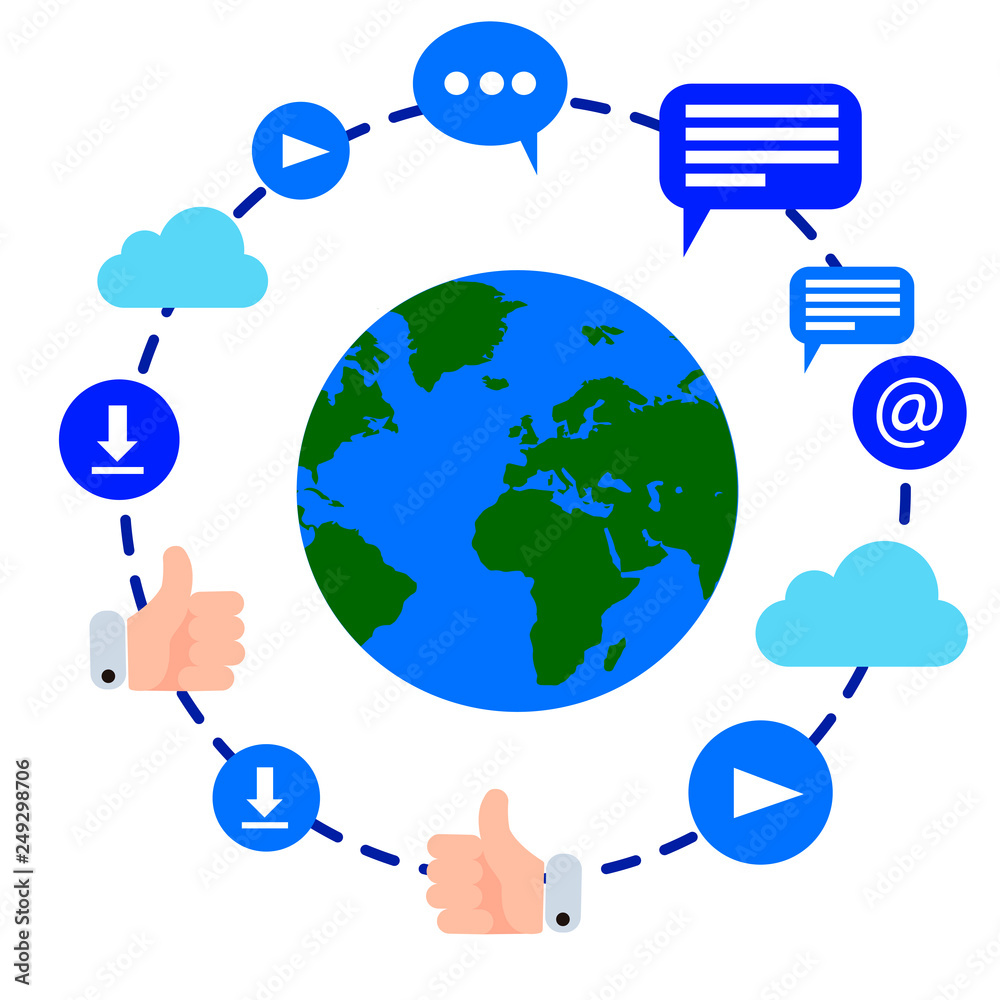 Internet Environment Vector Vector illustration of planet Earth surrounded by internet connection ...