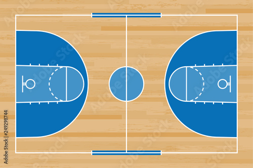 Basketball court floor with line on wood pattern texture background. Basketball field. Vector.