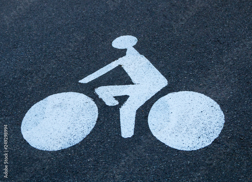 for the cyclist big white markings on asphalt photo